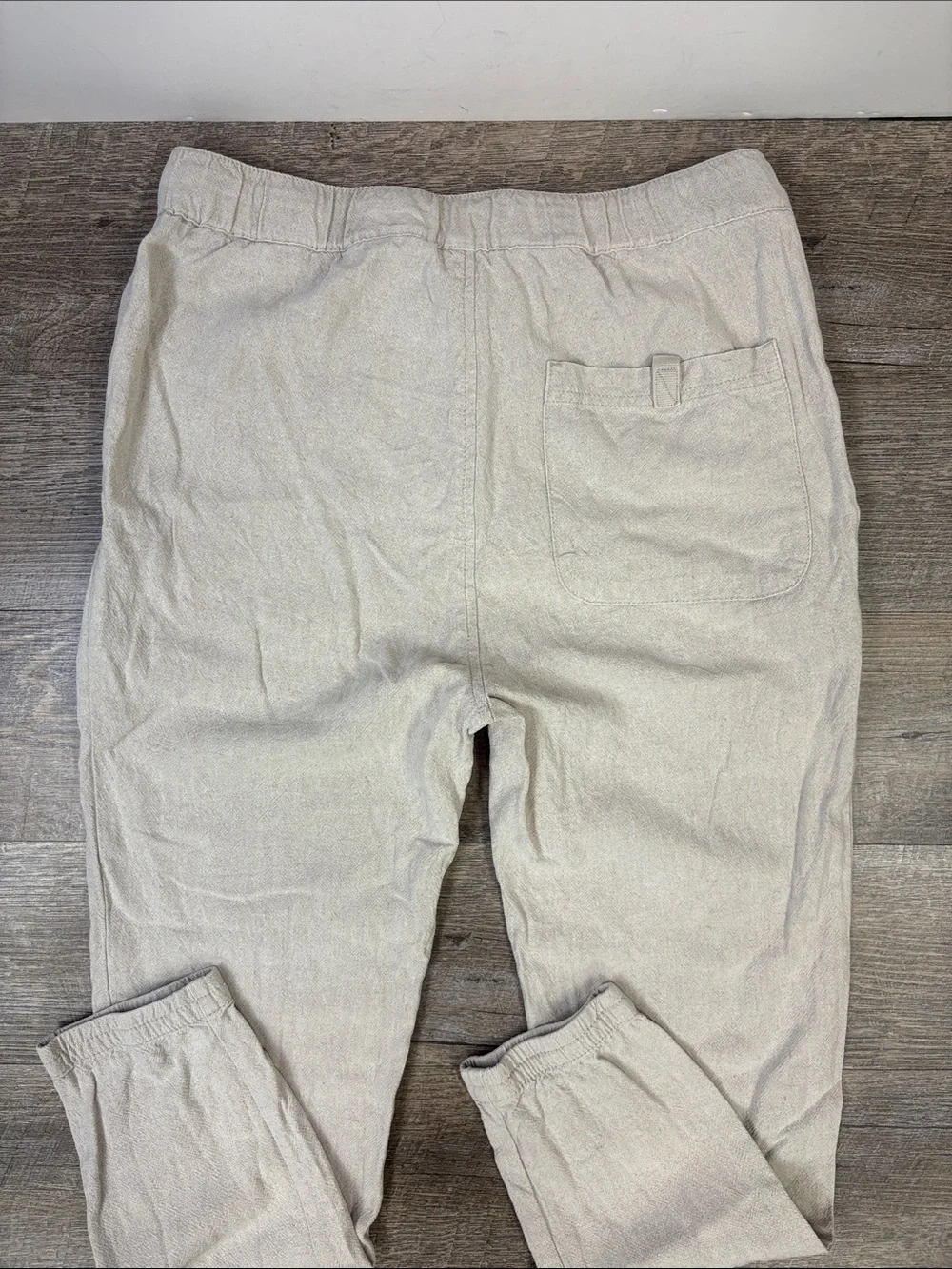 Zara Linen Blend Drawstring Jogger Pants Beige Men’s Medium